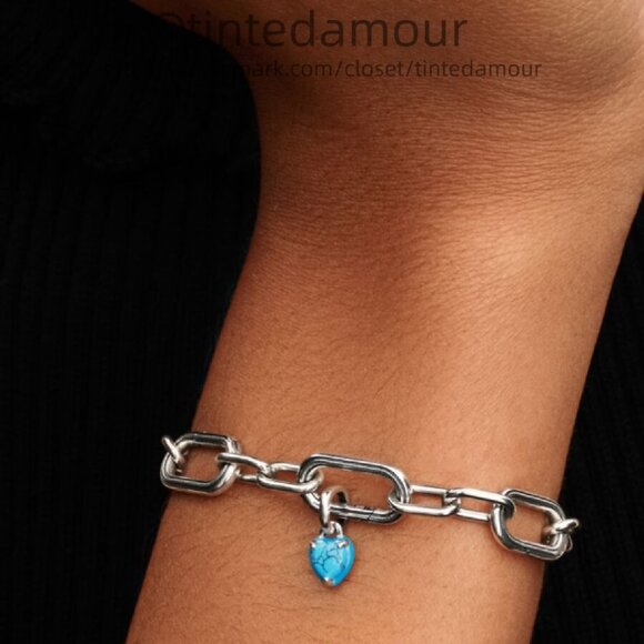 Pandora Turquoise-colored Heart Mini Dangle Charm - Picture 2 of 2